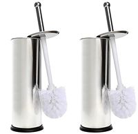 Home Intuition Chrome Toilet Brush and Holder, Pack of 2