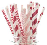 Valentines Straws, Red & Pink Wedding Straws (25 Pack) - Kids Valentine's Party Decorations, Valentines Day Supplies, Valentine's Favor Gifts