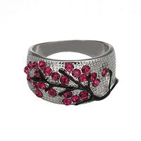 Peigen Women's Ring, 1PCS Elegant Silver Plated Flash Square Drill Bright Zirconia Rings for Women Unique Plum Crystal Wedding Luxury Ring