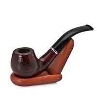 ZAQXSW-yandou Short Carved red Sandalwood Pipe Beautiful Pattern Solid Wood Short Section Pipe Entry Level Men's Gift Smoking Set