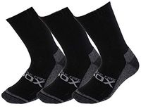 Diabetic Cushioned Socks Big & Tall Men Black Crew 3 Pck Seamless Toe Size 13-16