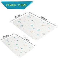 JALPC 2 Pack - Isolation Urine Pad Mat, 5-Layer Washable and Reusable Incontinence Bed Underpads Breathable Deluxe Gauze Cotton Waterproof Sheet Diaper Pad Elephant Printed