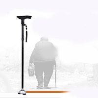CW&T WW Walking Stick Thicken Aluminum LED Lighting Folding Telescopic Adjustable Non-Slip Base Crutches