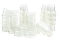 Plastic Jello Shot Cups By Green Direct - Disposable 1 oz Clear Cups With Lids - Useful for any Party for Souffle Dessert or Ice Cream for hot & cold - Portion Condiment Sample Cup Pack of 100