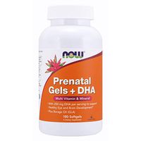 NOW Supplements, Prenatal Gels + DHA with 250 mg DHA per serving, plus Borage Oil (GLA), 180 Softgels