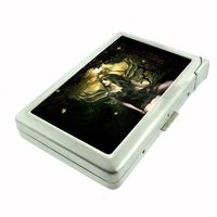 Metal Cigarette Case with Built in Lighter Fairies D1 100's Size Cigarettes Silver Metal Wallet 4.75" X 2.75" RFID Protection
