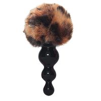 WENWING Plush Ball Leopard Print Rabbit Tail B'ut.t Plug Backyard Stainless Steel Metal Proostate Massager Amal Plug Beaded Stopper Sxx Toys for Men Women