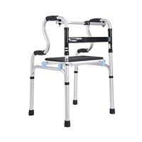 BNSDMM rollator Walker with seat Walker - Old Man Walker Tanding Walker Standing Frame Aluminum Alloy Disabled Walking Aid Adjustable Height Foldable Walking Bracket