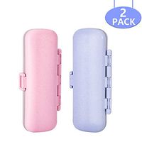 Pill case Travel Pill Organizer 7 Compartments, Moisture Proof Small Pill Box for Pocket Purse Daily Pill Case Portable Medicine Vitamin Holder Container(Pink&Blue)