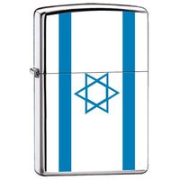 Zippo "Flag of Israel" High Polish Chrome Lighter, 7960
