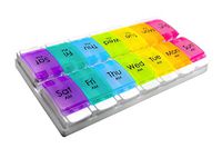 RMS Weekly and Daily Pill Organizer - 7 Day Pill Planner, Dispenser Case for Medication, Vitamin Supplements with Easy Press Open Design and Large Capacity (Twice Per Day)