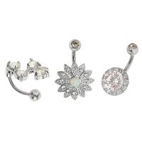 3pcs Stainless Steel Belly Button Rings Crystal Navel Bar Body Piercing 14G Beauty Womans Party Jewerly Creative Accessories Cheap Casual Beautiful Style