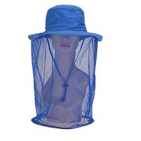 KKING Outdoor Anti-Mosquito Bees Fly Breathable Hat with Veil Mosquito Head Net Mesh Beekeeping Face Mask Face Protection for Travel, Backyard, Camping, Fly Fishing, Outdoors! (Blue-2)