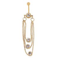 Fashion Dangling Tassel Dazzing Rhinestone Crystal Navel Ring Piercing Belly Best Beauty Party Jewerly Trendy Accessories Styling Design | Main Colour - Golden