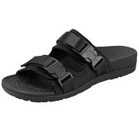 EVERHEALTH Orthotic Sandals Women Arch Support Buckle Slides Sandal for Plantar Fasciitis Outdoor Slippers Black