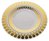 14 oz Gold Droplet Design Soup Premium Plastic Wedding Bowls (40 Pack) China-Like