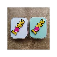 DIY Cute I Love You Contact Lens case Container with Mirror Box for Color Lens Gift for Lovers,Green