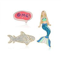 3 Piece/Set Mermaid Shark Brooches Jacket Sweater Coat Pin Badge Jewelry Gift Daily Fashion Novelty Creation Aesthetic Party Girls Woman Design Style Womans