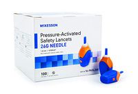 Safety Lancet, McKesson, Fixed Depth Lancet Needle 1.8 mm Depth 26 Gauge Pressure Activated, 16-PASL26G - Case of 2000