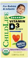 Child Life Organic Vitamin D3 Liquid, Natural Berry.338 Fluid Ounce