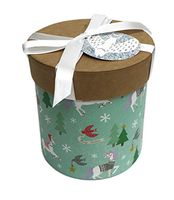 Whimsical Winter Merry Christmas Unicorns Embellished Small Decorative Holiday Gift Box (Cylinder)