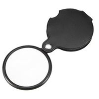 uxcell Magnifying Glass, 60mm 5X Pocket Folding Magnifier Loupe Magnifying Glass with Leather Case (Black)