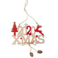 🍀Libobo🍀Christmas Crafts Christmas Exquisite Premium Wooden Pendant Hanging Decoration (B)