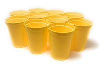 CSBD Stadium 16 oz. Plastic Cups, 10 Pack, Blank Reusable Drink Tumblers for Parties, Events, Marketing, Weddings, DIY Projects or BBQ Picnics, No BPA (Yellow)