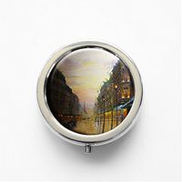 RhyNSky Eiffel Tower Paris Mini Portable Pocket Pill Box Case Holder for Purse, 3 Compartments, Silvery, FS542