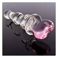 Carinloing Cute Love Heart Shape Waterproof Dillido Glass B'ut.t P¨´gs Sxx Toys A¨½us Pl¨²g for Women (Pink)