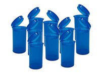 19 DRAM POP TOP Bottles Qty CASE Size Count Squeeze top Rx Pill Bottles Prescription Crafts Coins Storage Medicine 420 Containers Made in USA (10 PCS, Blue - Transparent)
