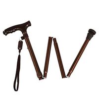Crutch 5 Section Folding Walker Cane Aluminum Alloy Multi-Function Telescopic Adjustment Anti-Slip Old Cane 2 Color MUMUJIN (Color : Brown)