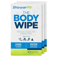 New The Body Wipe by ShowerPill - No Shower Wipes for Adults for Post-Workout or Camping Bathing - 30 Individually Wrapped Wipes