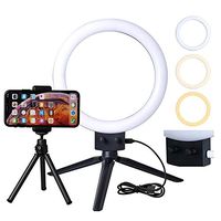 Kshioe Led Ring Light 9" With Tripod Stand For Youtube Video And Makeup, Desk Mini Makeup Ring Light with Cell Phone Holder, Dimmable 3 Light Modes & 10 Brightness for Streaming, Video Shooting Selfie