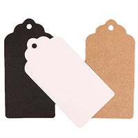 HugeDE 200 Pcs Scalloped Rectangle Kraft Paper Gift Tags Price Tags Crafts Hang Tags Label Tags Black