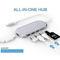 CweTrip USB C Hub, Type C Adapter with 4K HDMI Output, Type C PD Charging Port, 3 USB 3.0 Ports, SD/TF Card Reader, Compatible for MacBook Pro and Chromebook and More USB C Devices, Silver