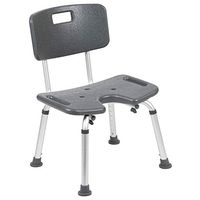 Flash Furniture HERCULES Series Tool-Free and Quick Assembly, 300 Lb. Capacity, Adjustable Gray Bath & Shower Chair with U-Shaped Cutout