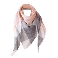 Coupondeal Women Shawl Cashmere Autumn Plaid Wool Scarves Scarf(Pink)