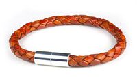 Suki PRO Braided Leather Magnet Therapy Bracelet - 6mm (1/4") Light Brown