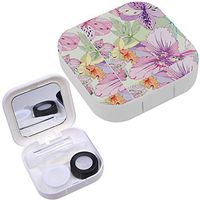 Portable Contact Lens Case Box Travel Kit Mirror + Bottle + Tweezers Container Holder [ Orchids ]