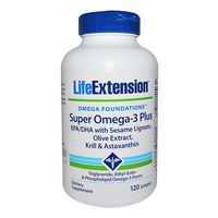 Life Extension Super Omega-3 Epa/DHA with Sesame Ligans & Olive Extract, Krill/Astaxanthin Soft Gels, 120 Count