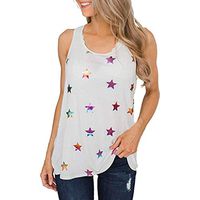 Amlaiworld Fashion Women Plus Size Tank Tops Ladies Summer Casual Sleeveless Star Print T Shirt Party Tee Tops White