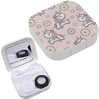 Portable Contact Lens Case Box Travel Kit Mirror + Bottle + Tweezers Container Holder [ Cute Unicorns ]