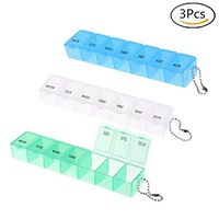 7 Day Organizer Pill Box Daily Pill Case Travel Box Holder Dispenser for Your Supplements and Pills - Set of 3