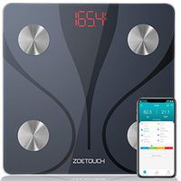 ZOETOUCH Body Fat Scale with iOS and Android App, Smart BMI Scale Digital Wireless Bathroom Weight Scale, Body Composition Monitor Analyzer - Black