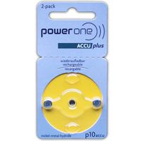 PowerOne ACCU plus Size 10 Rechargeable Hearing Aid Batteries
