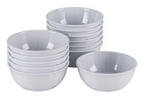 USA Star White Color 12 Pack Kitchenware Set, 15 Oz Dinnerware Plastic Bowls, Dishwasher Safe Clipper Dish Set