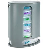 MEDca Weekly Pill Organizer, 1 Dispenser, 7 Stackable Compartments Four Times-a-Day - Morning, Noon, Evening, and Bedtime, Grey