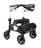 Evolution Xpresso Zero Lightweight Medical Walker Rollator with Seat, Large Wheels, Brakes, Backrest, Basket for Seniors Indoor Outdoor use (Carbon Black, Mini)