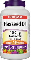 Webber Naturals Cold Pressed Certified Organic Flaxseed Oil Softgel 1000mg 210 SoftGels